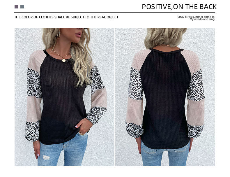 Casual Round Neck Leopard Knitting Sweaters