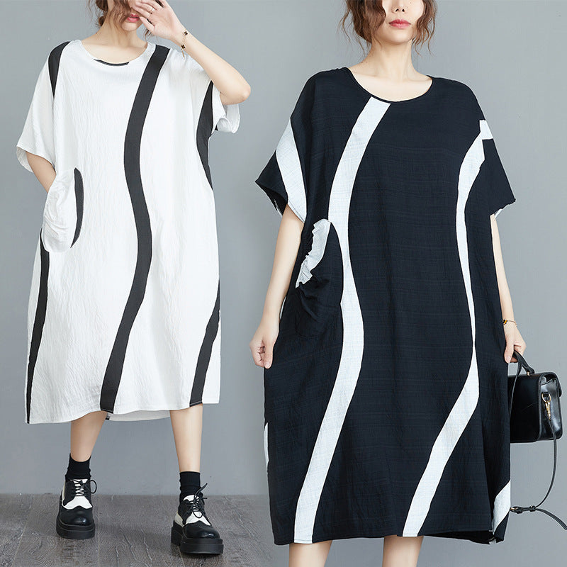 Casual Striped Plus Sizes Women Dresses