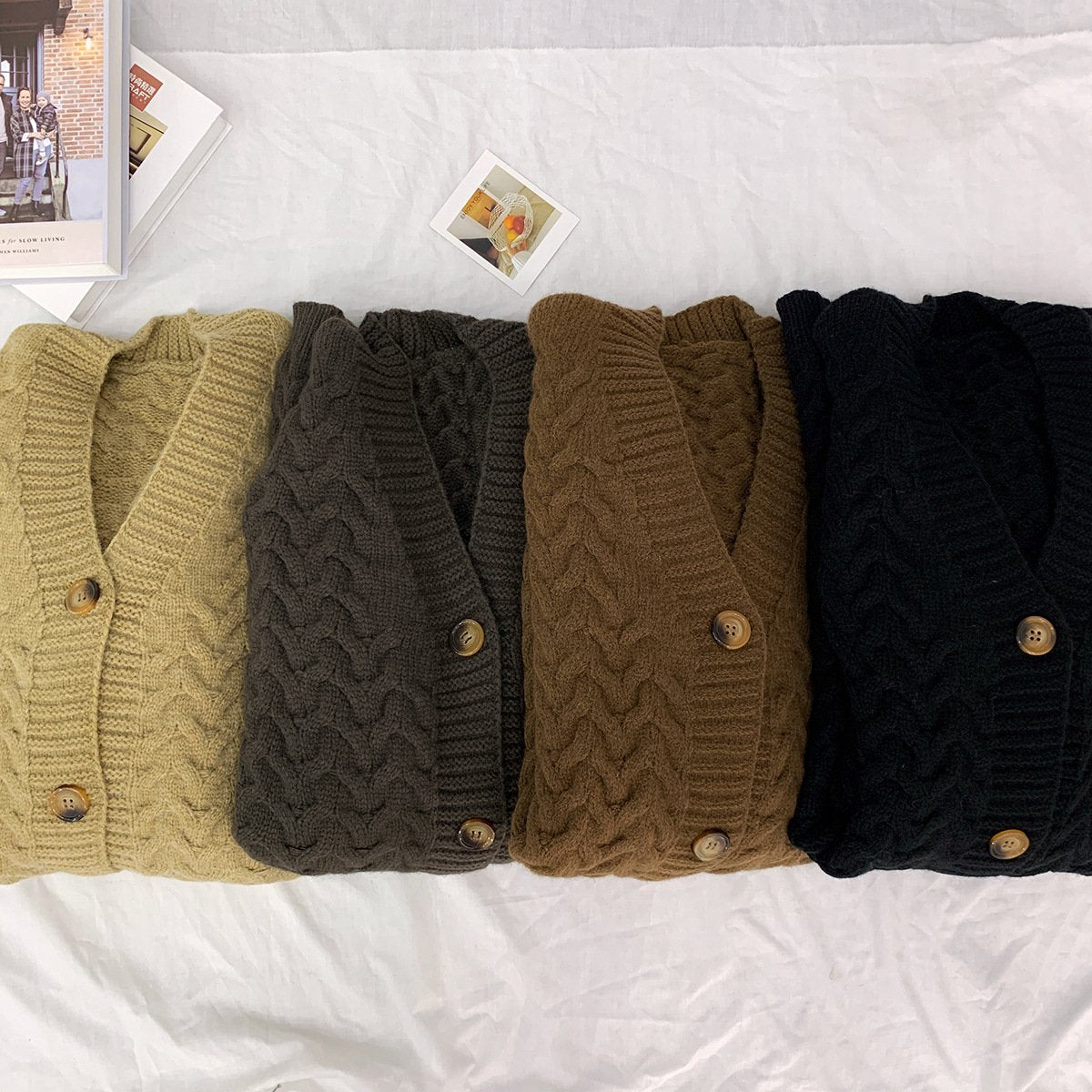 Vintage Women Knitting Plus Sizes Cardigan Sweaters-STYLEGOING