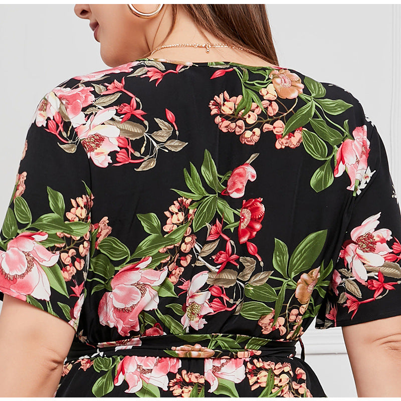 Women Floral Print Plus Sizes Dresses