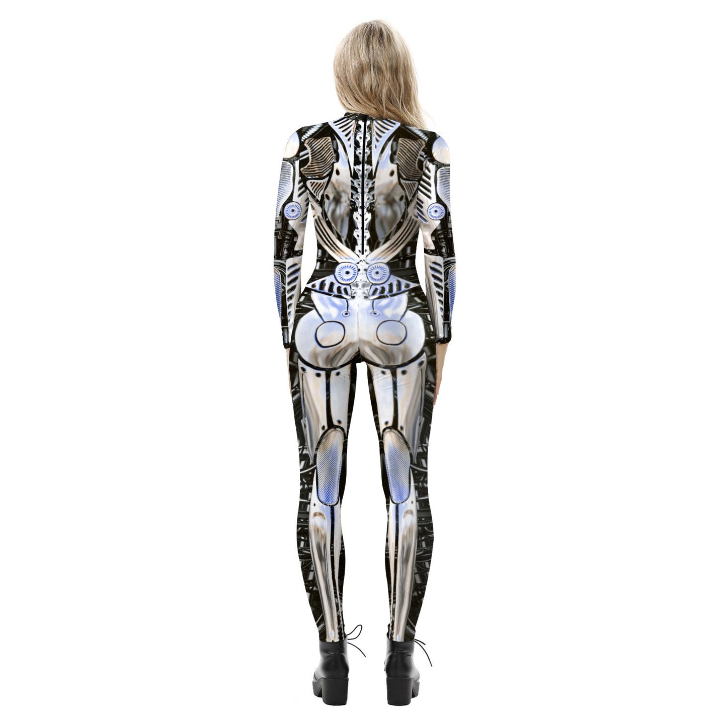 Halloween Skeleton Print Long Sleeves Slim Jumpsuits Cosplay