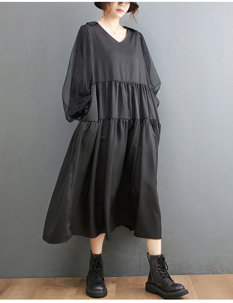 Plus Sizes Tulle Long Sleeves Black Fall Dresses