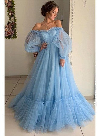 Women Off The Shoulder Tulle Long Party Dresses