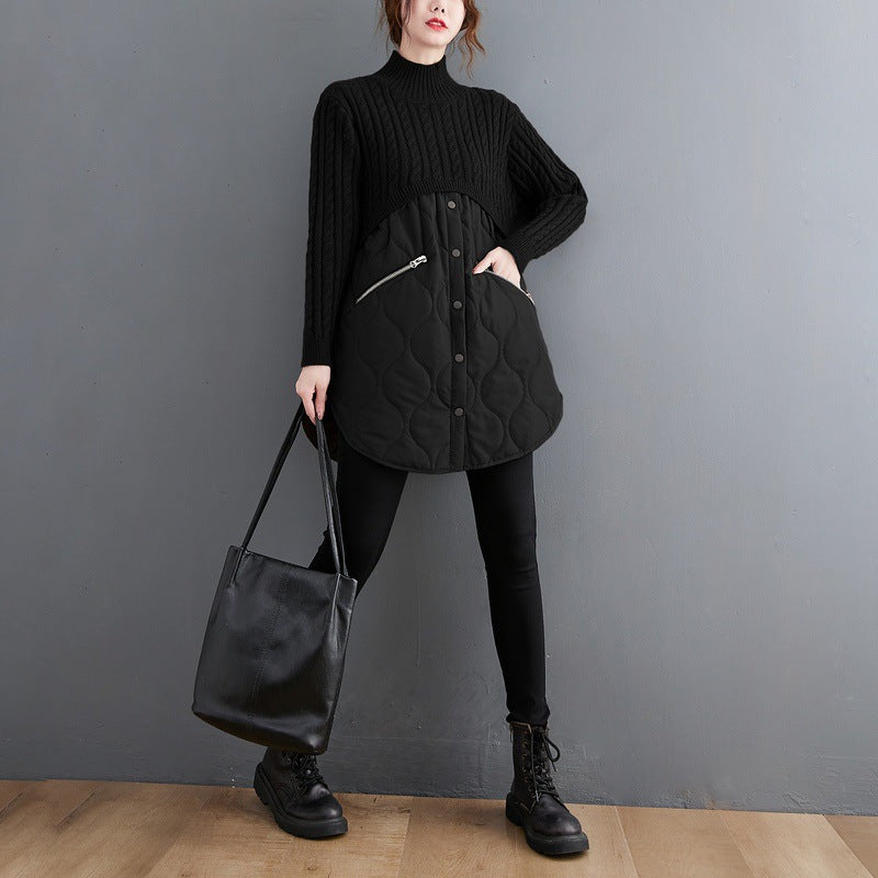 Women High Neck Winter Knitting Pullover Overcoat