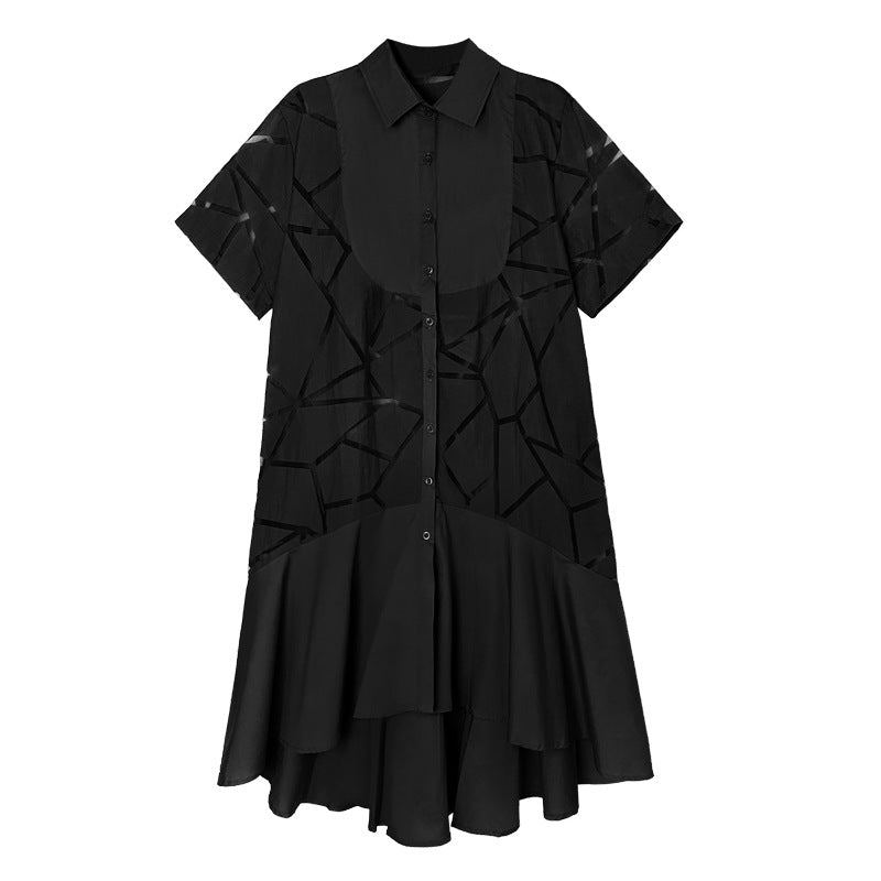 Vintage Summer Short Sleeves Irregular Long Shirts Dresses