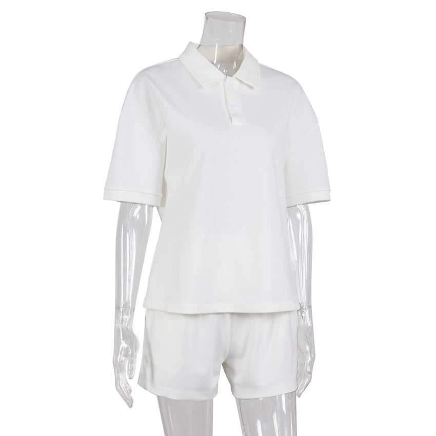 White Polo Shirts and Shorts Summer Suits