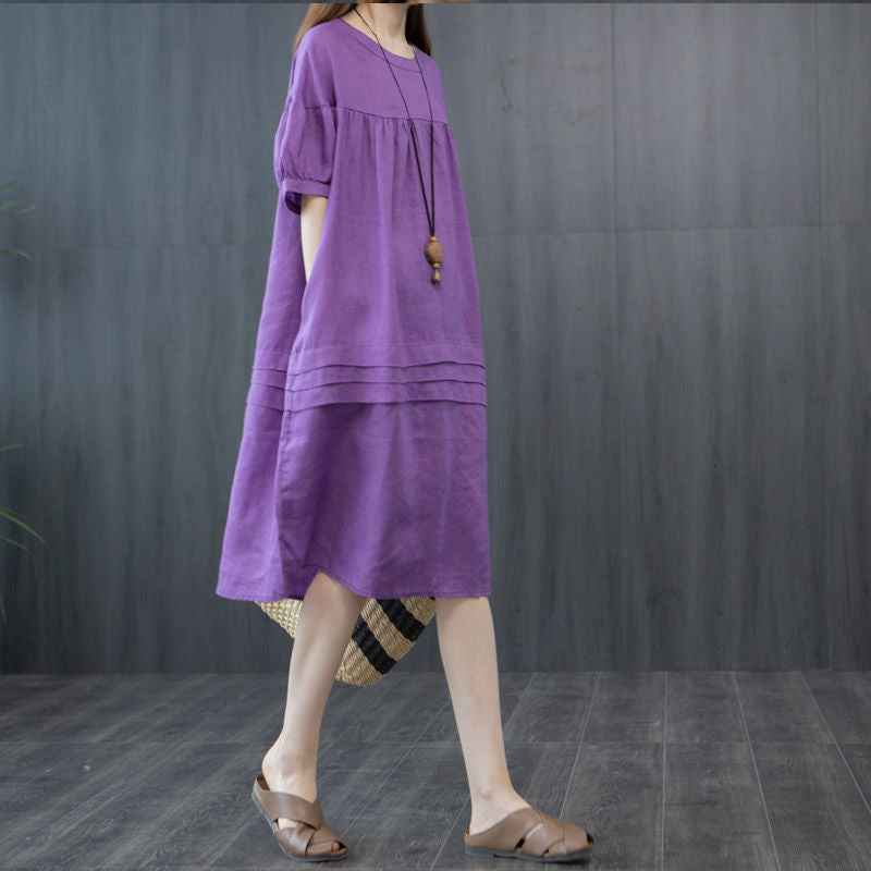 Leisure Linen Summer Plus Sizes A Line Midi Dresses