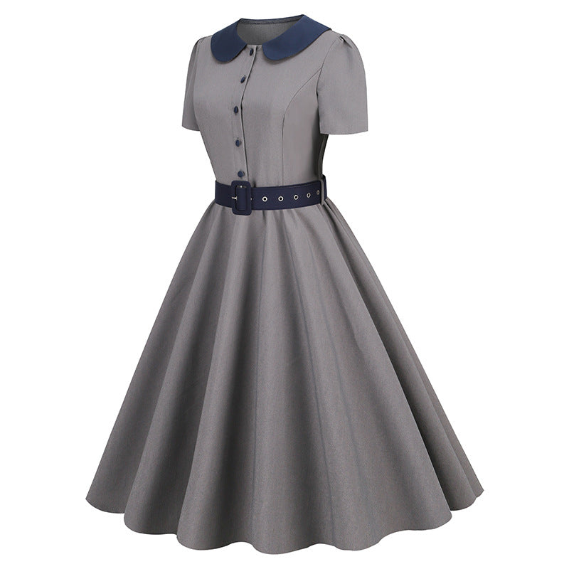 Vintage Grey Women Midi Dresses