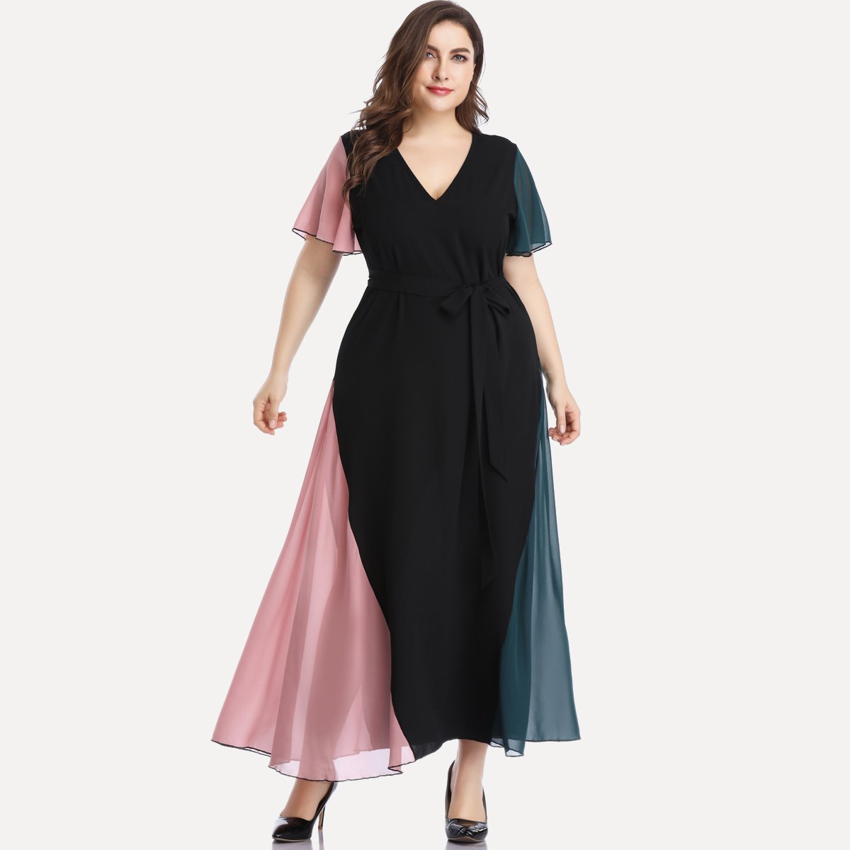 Plus Sizes Fashion Chiffon Women Long Maxi Dresses-STYLEGOING
