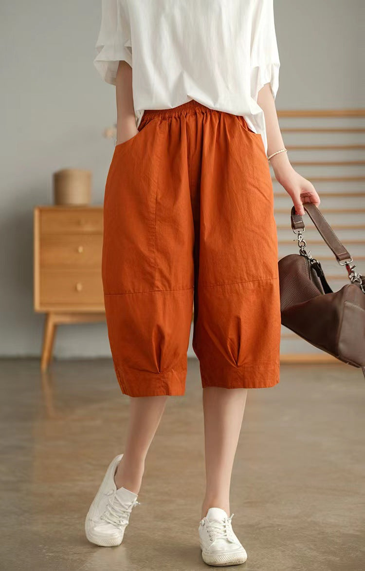 Summer Cotton Linen Summer Women Half Pants