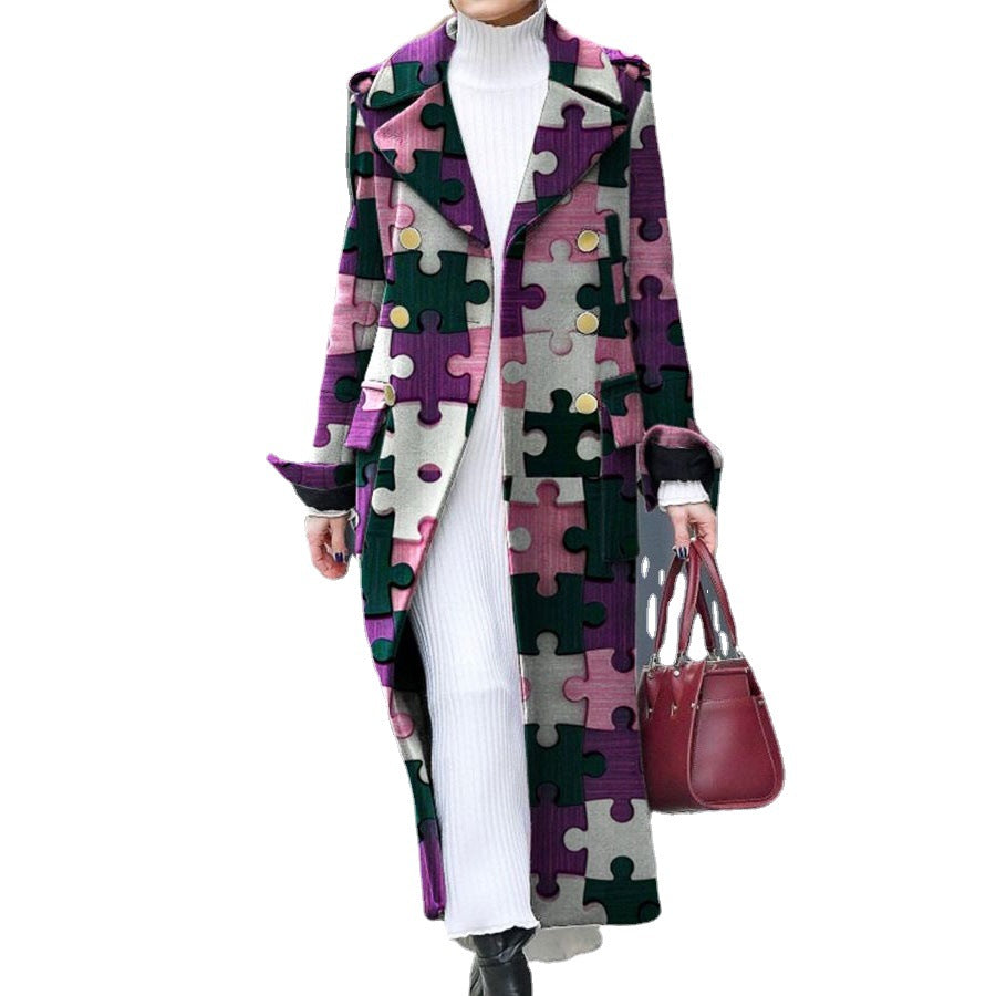 Elegant Purple Long Overcoat for Women