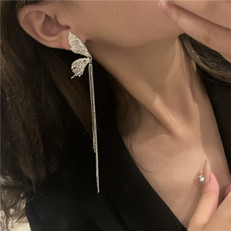 Butterfly Tassels Metal Drop Earrings for Women