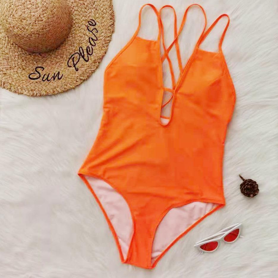 Orange Plus Sizes One Piece Wet Suits-STYLEGOING