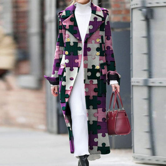 Elegant Purple Long Overcoat for Women