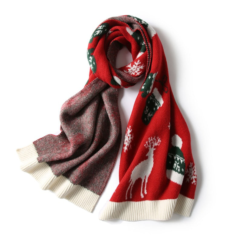 Warm Elk Design Knitted Scarves for Christmas