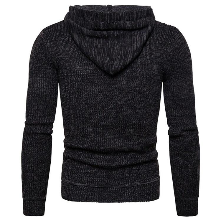 Men Knitting V Neck Zipper Hoody Sweaters-STYLEGOING