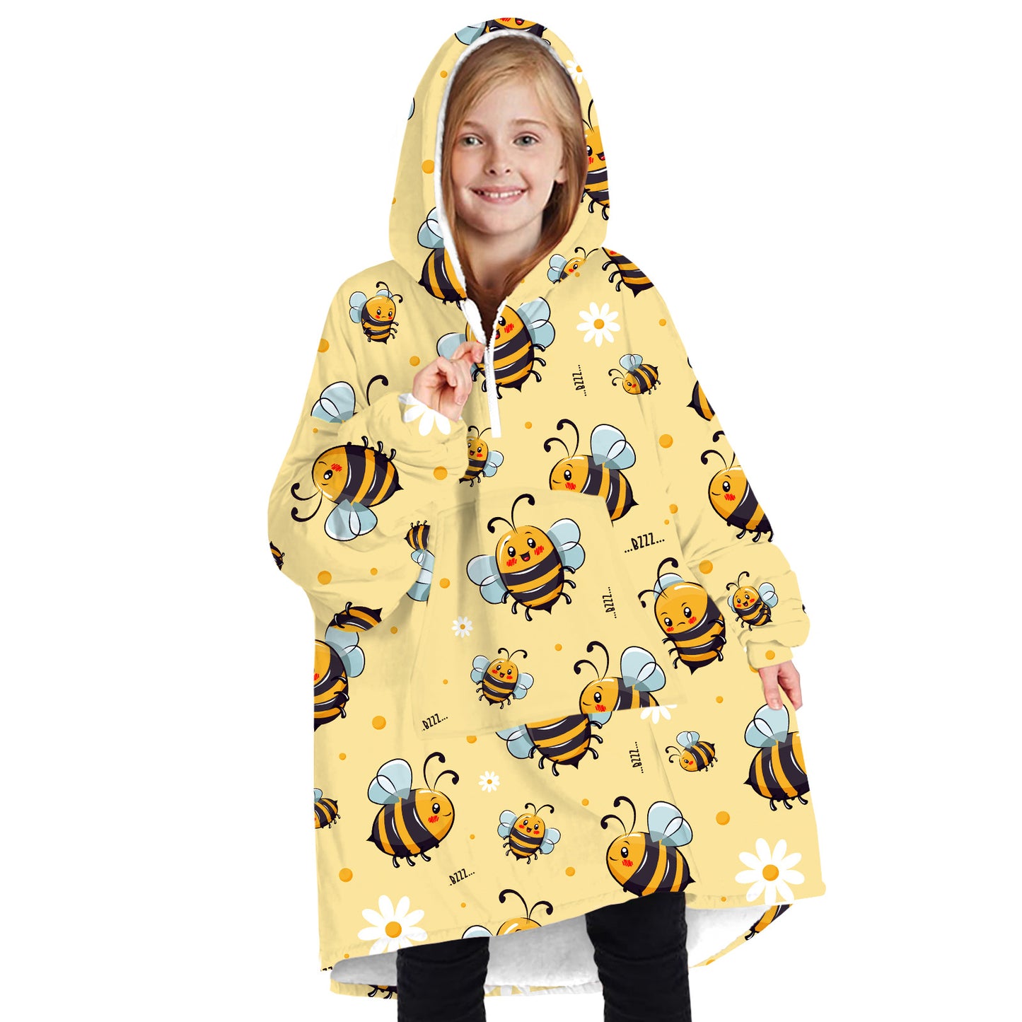 Soft Bee Print Lazy Wearable Watching TV Blanket