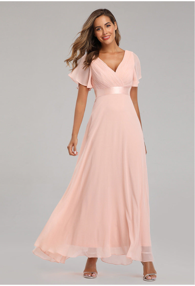 Elegant V Neck Chiffon Women Party Dresses