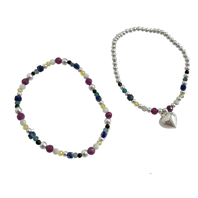 Women Crystal Design Sweetheart Silver Bracelet Sets