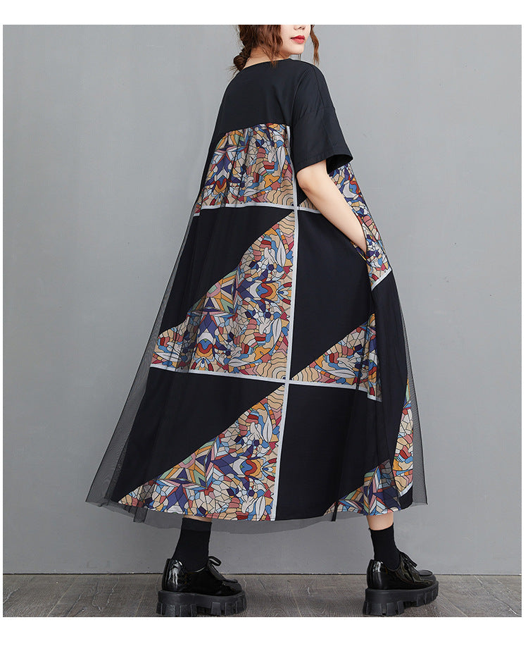 Vintage Geometry Designed Women Long Cozy Dresses