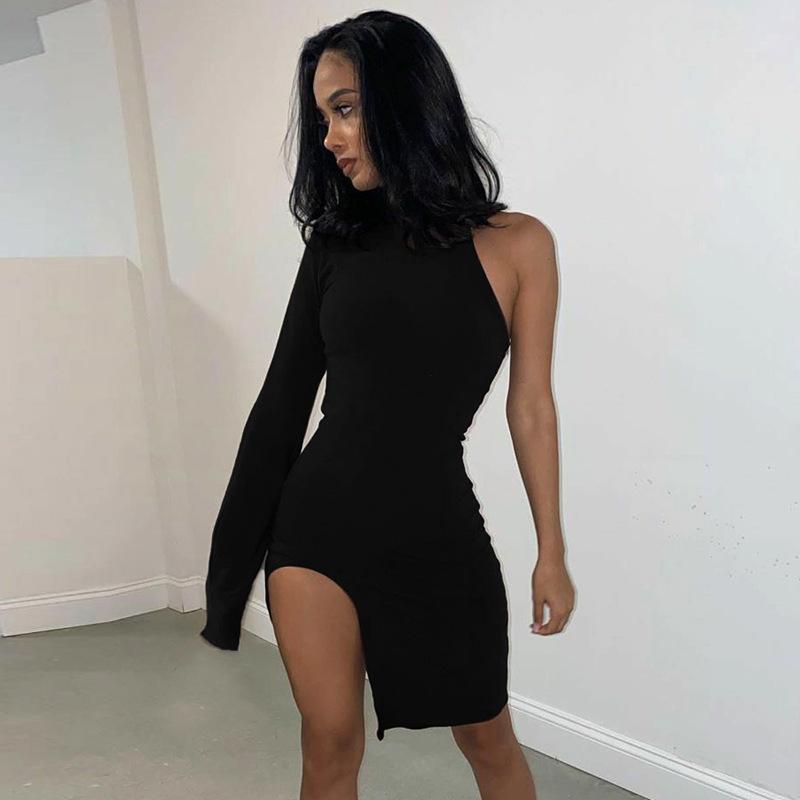 Sexy High Neck One Shoulder Mini Dresses