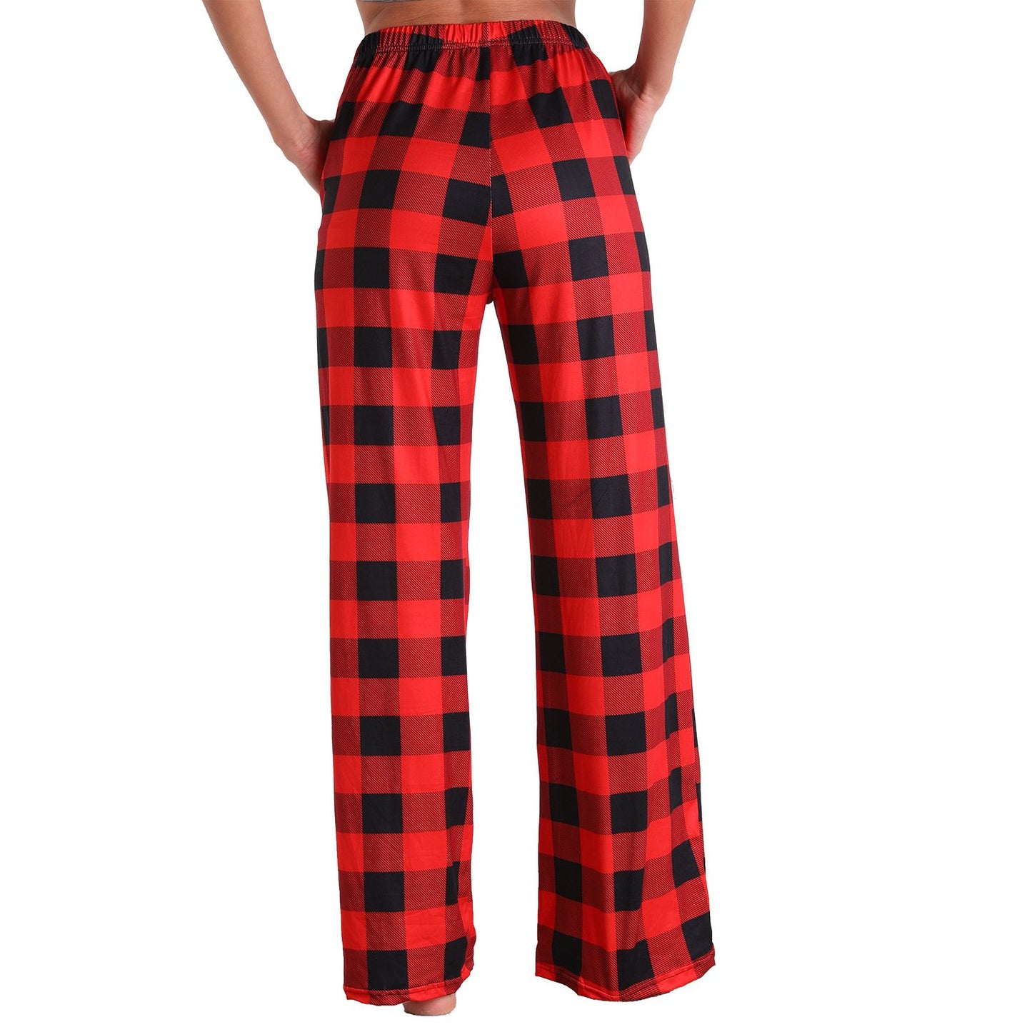 Causal Plaid Women Pajamas Pants Elastic Cord