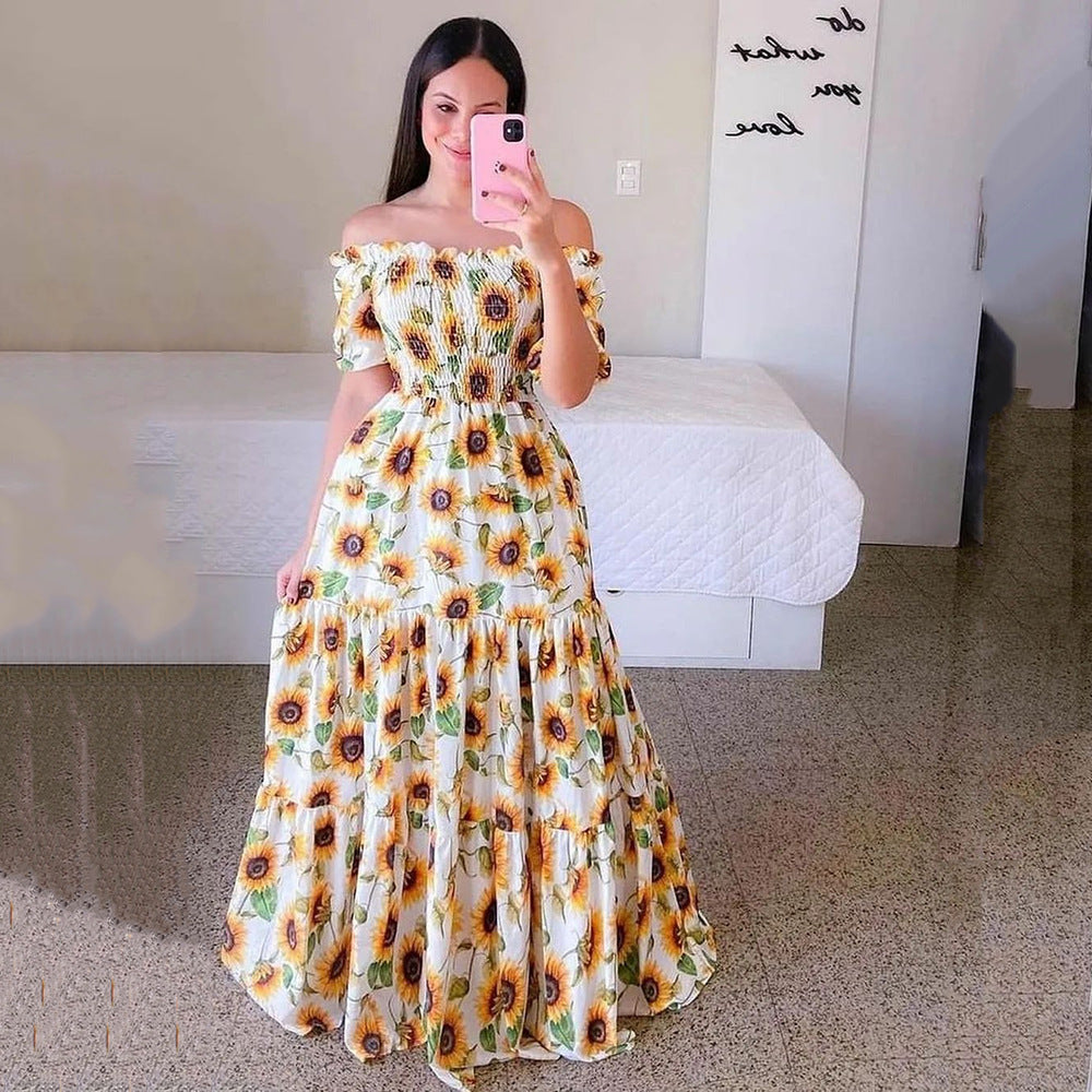 Sexy Off The Shoulder Flowers Long Dresses