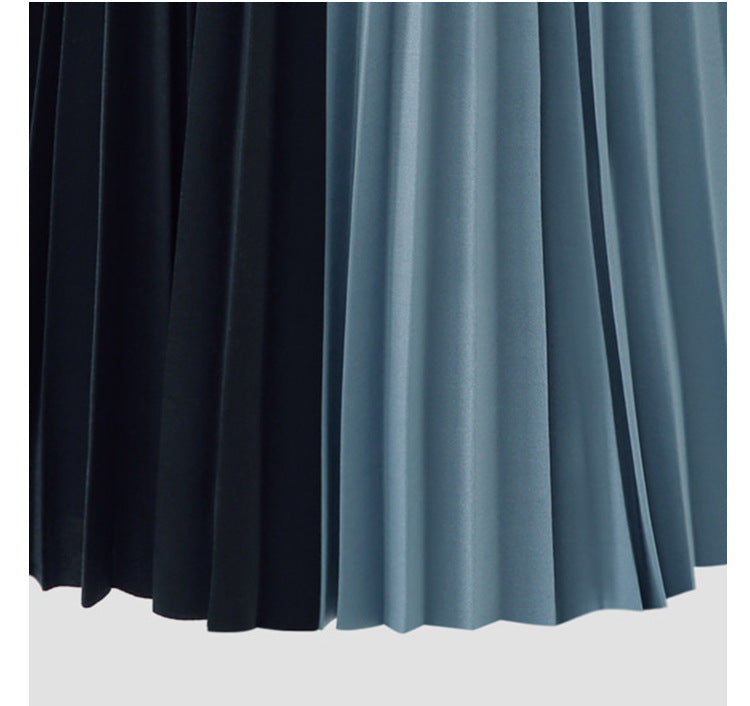 Women Contrast Color Women Pleated Skirts