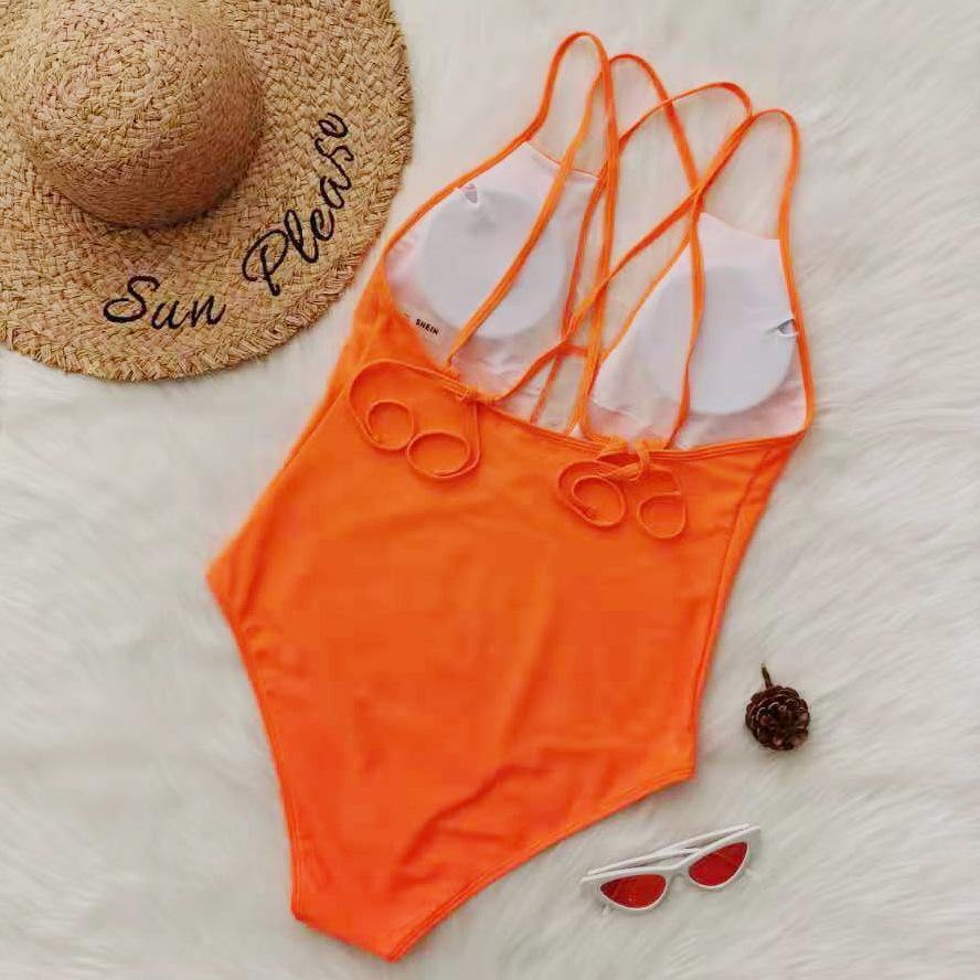 Orange Plus Sizes One Piece Wet Suits-STYLEGOING