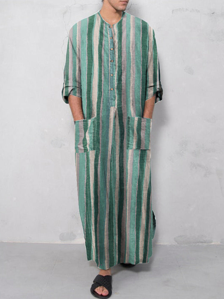 Casual Striped Men's Long Robes