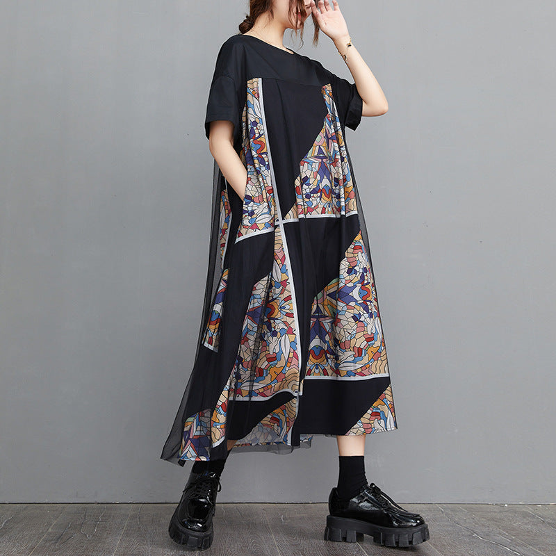 Vintage Geometry Designed Women Long Cozy Dresses