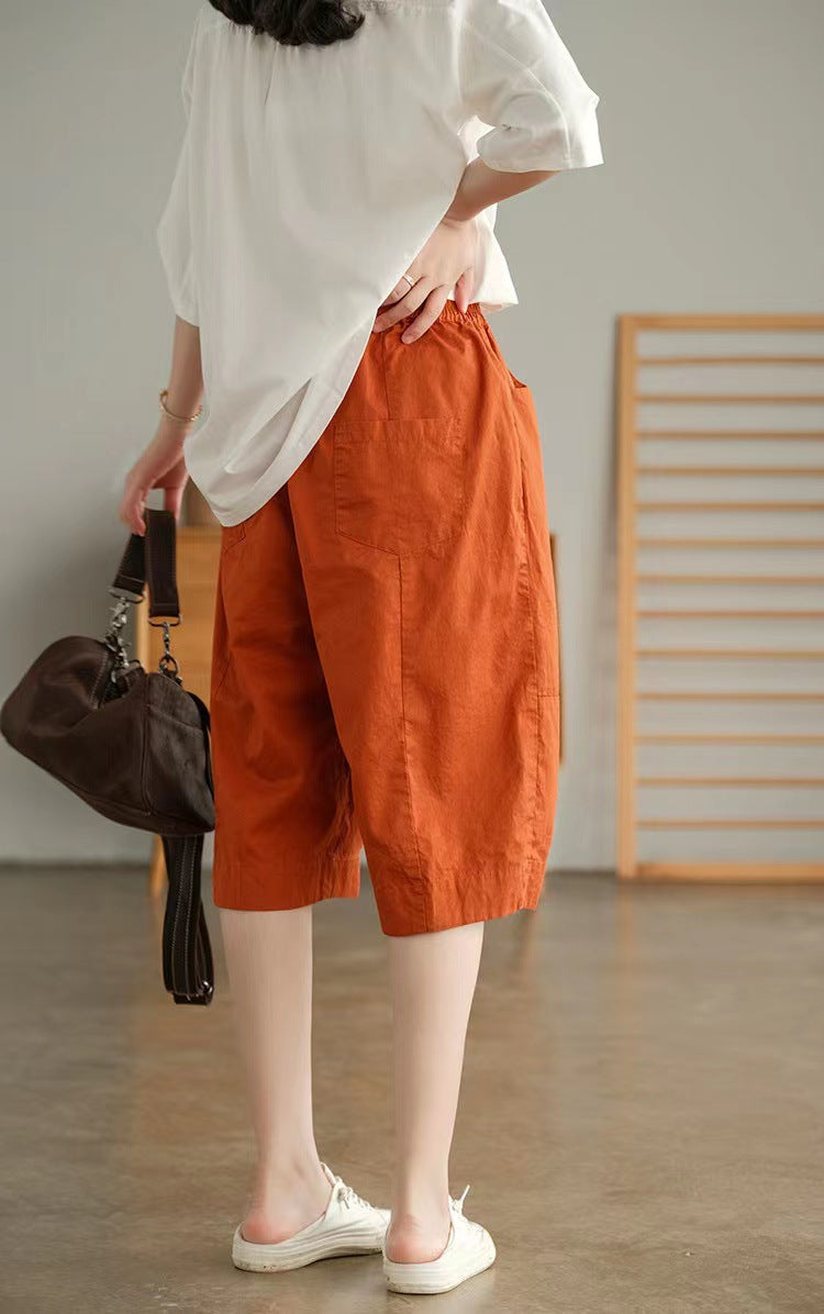 Summer Cotton Linen Summer Women Half Pants