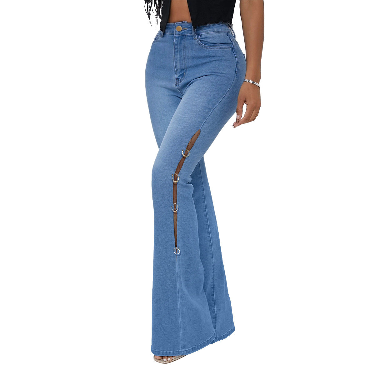 Fashion Metal Denim Women Trumpet Jeans