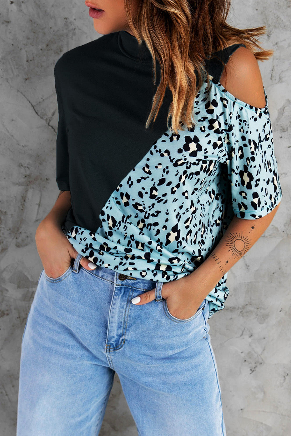 Casual Leopard Print Short Sleeves T Shirts for Women