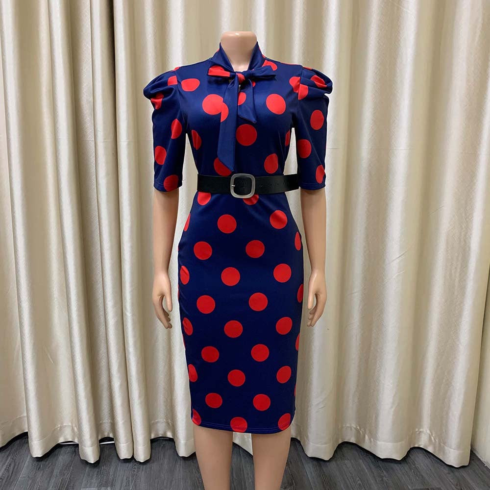 Sexy Bowknot Dot Office Lady Tight Dresses
