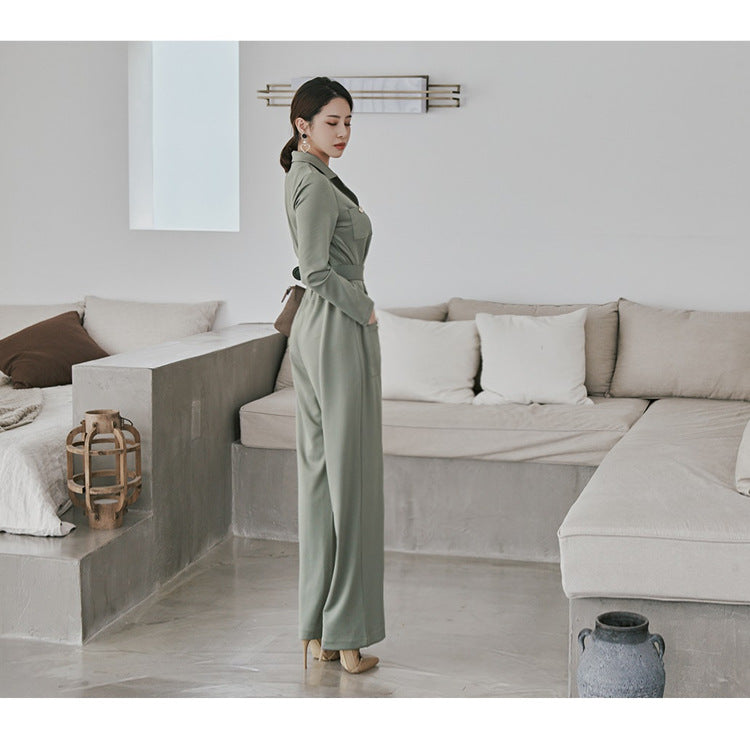 Elegant Women Long Sleeves Jumpsuits with Belt