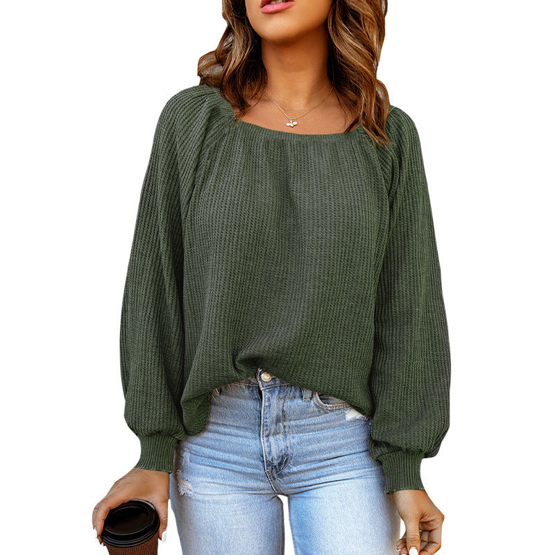 Casual Square Neckline Knitted Women Tops