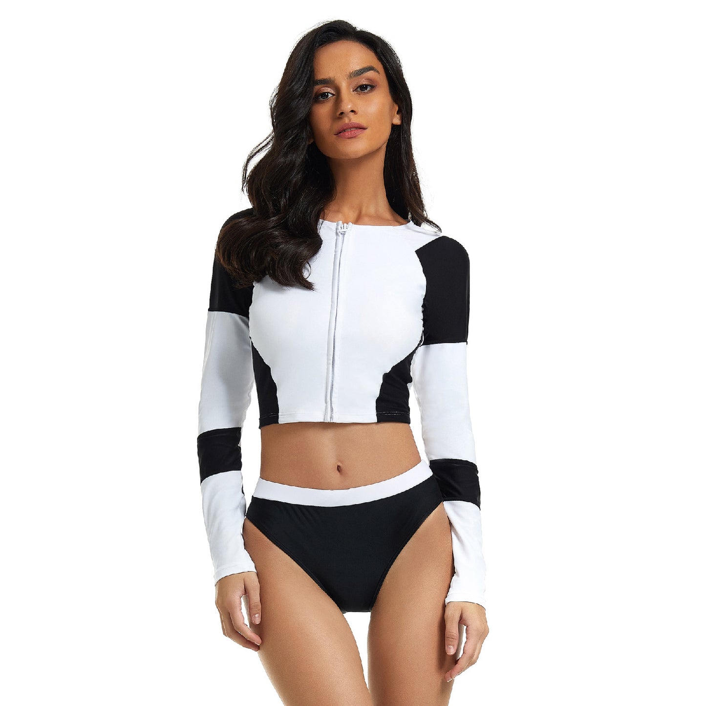 Black and Wihte Long Sleeves Surfing Wetsuits for Women