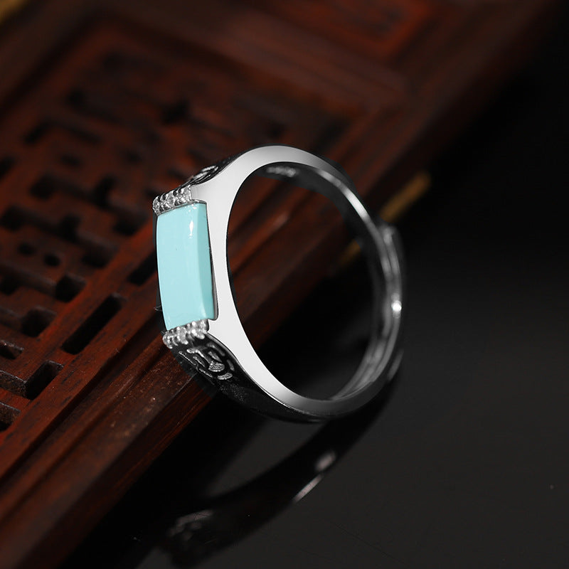 Rectangle Design Antique Silver Rings for Women