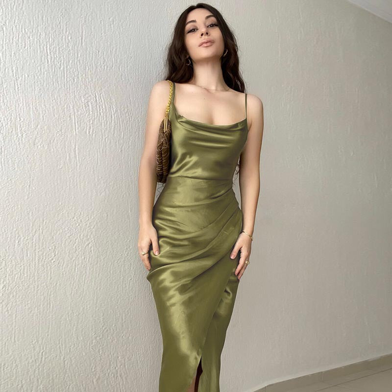 Sexy Satin Backless Women Party Dreses