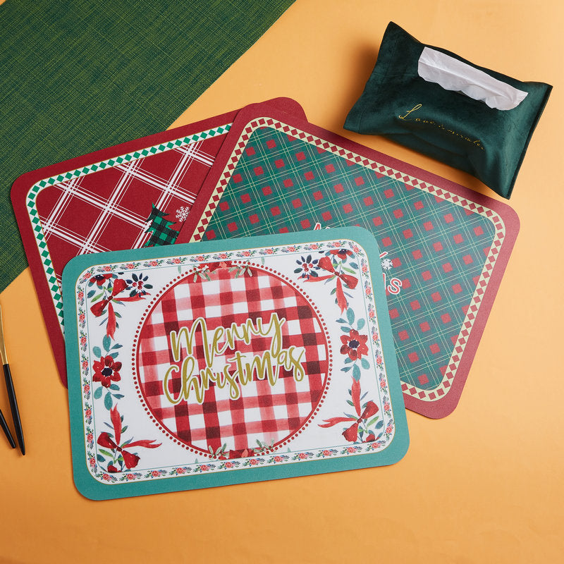 Merry Christmas Pu Leather Heat Insulation Table Mat