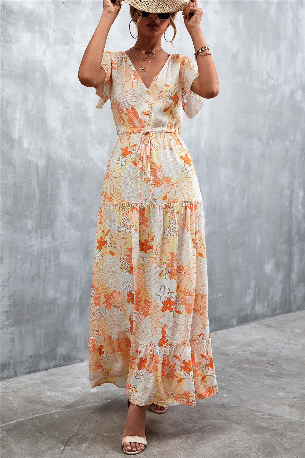 Casual V Neck Long Maxi Dresses