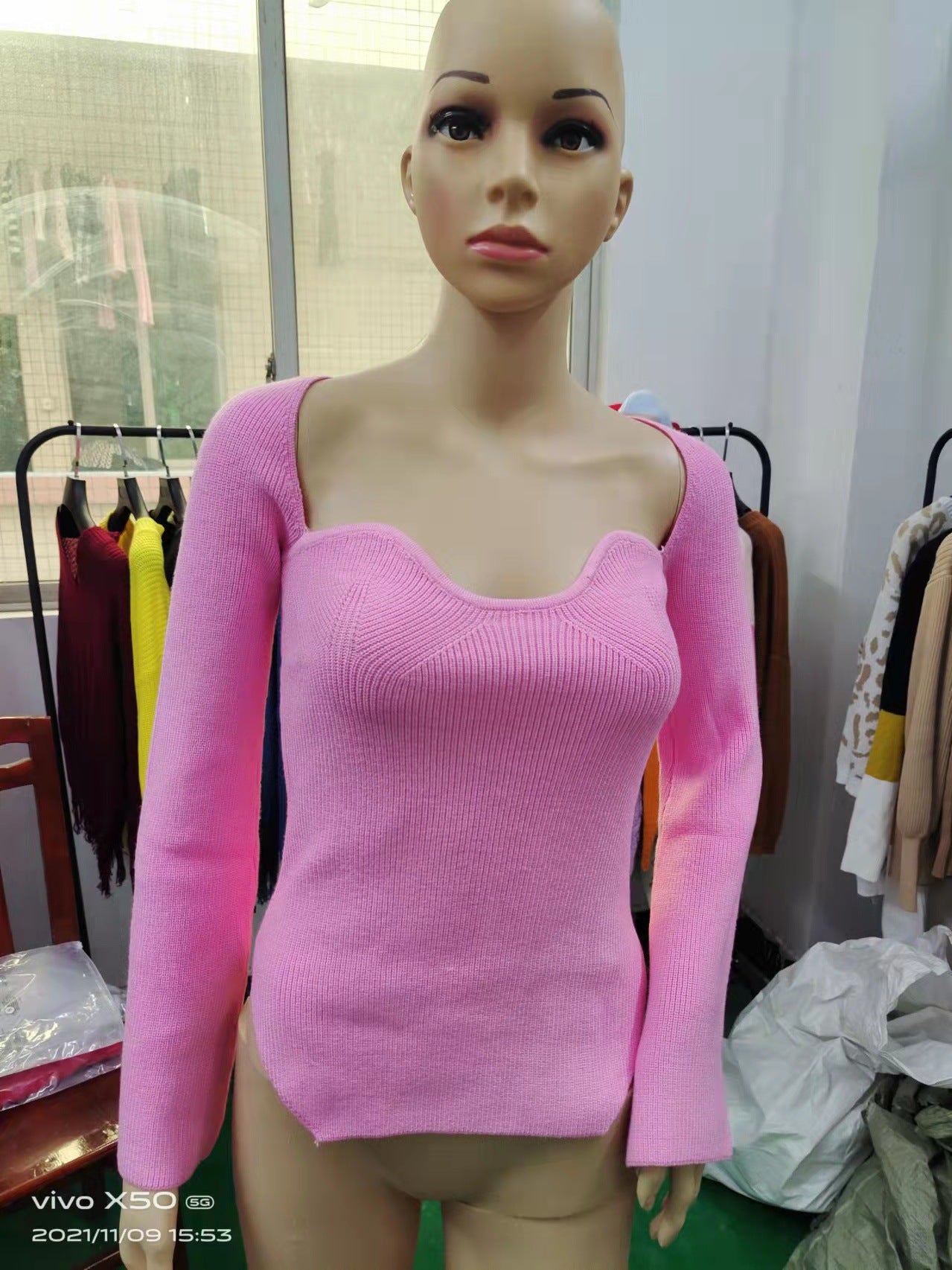 Sexy Square Neckline Women Knitting Sweaters
