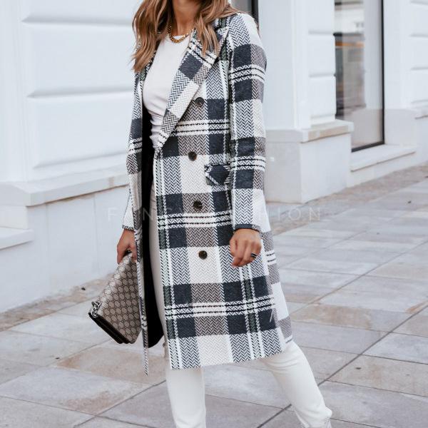 Fashion Women Plaid Woolen Overcoat for Winter-Gray-S-Free Shipping at meselling99