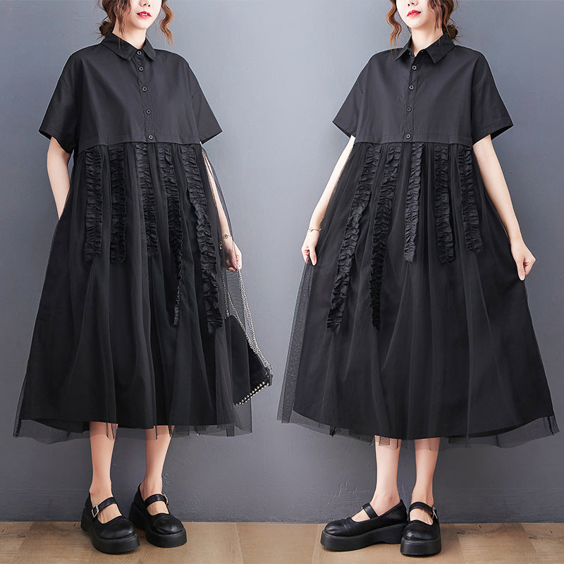 Sexy Summer Tulle  Black A Line Long Shirts Dresses