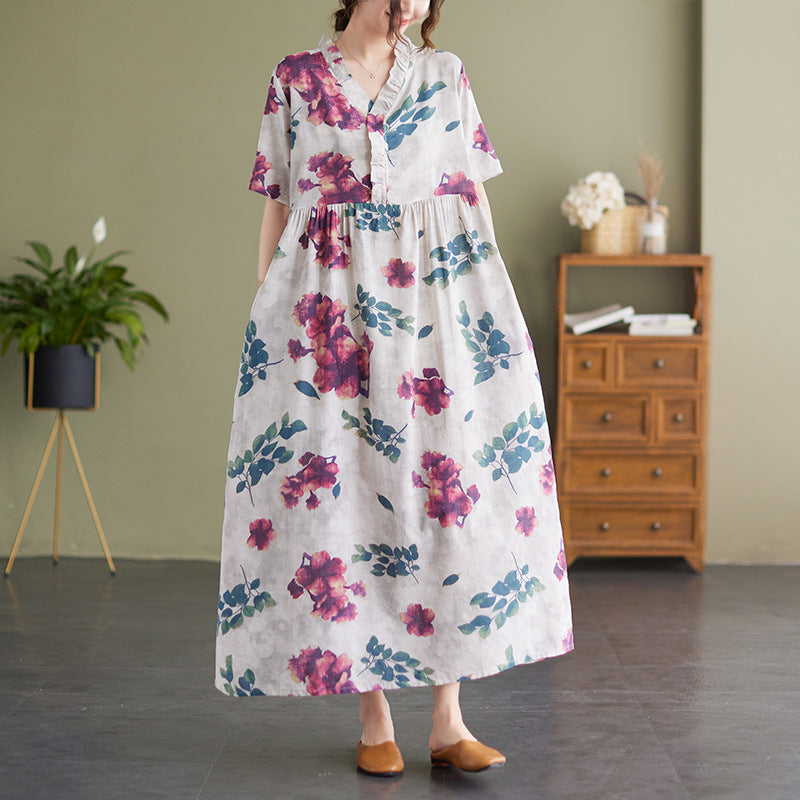 Women Summer Linen Plus Sizes Long Cozy Dresses