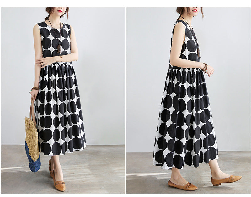 Summer Women Dot Print Midi Dresses