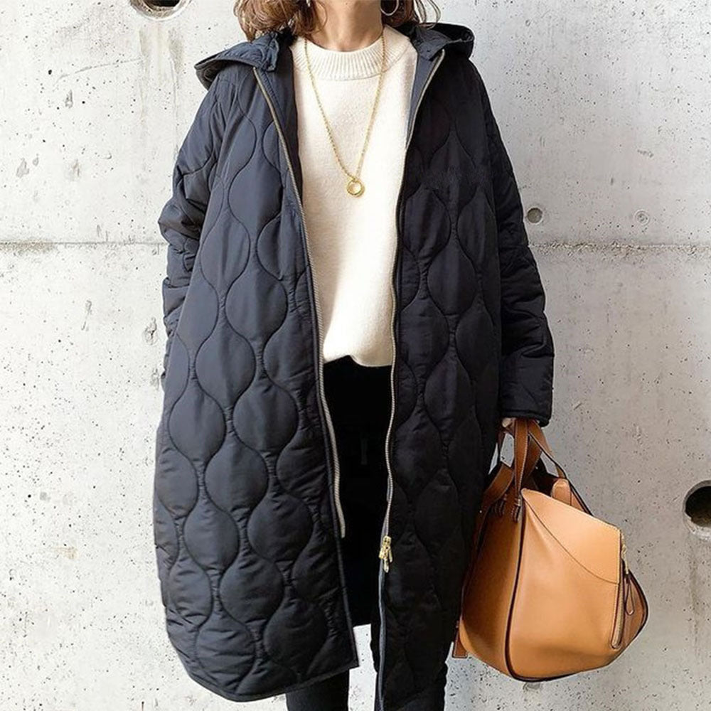 Black Rhombus Winter Overcoat for Women