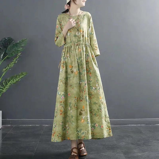 Vintage Cotton Women Plus Sizes Long Dresses