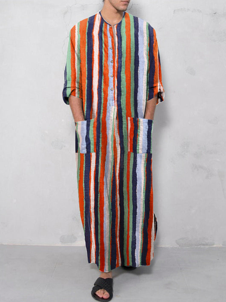 Casual Striped Men's Long Robes